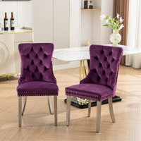 Purple Velvet Dining Chair With Legs And Exquisite Nailhead Trim, 2 Modern Delightful Ornamental Details, by House of Hampton