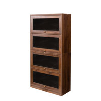 Contemporary Bookcase with Glass Doors & Closed Back – Floor-to-Ceiling Office Storage Cabinet, Dustproof Bookshelf for Wall