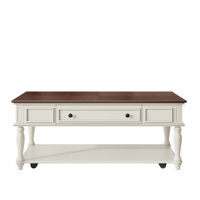 Coffee Table With A Drawer, A Bottom Shelf And Wheels by Ophelia & Co.