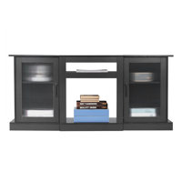 TV Stand for TVs up to 65 inch, Modern Entertainment Center with Light Strip, Wooden TV Cabinet Storage with Glass Doors and Adjustable Shelves, Conso by Ebern Designs