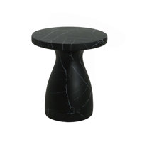 Outdoor Travertine Mgo Side Table,Light Weight Concrete End Table,Black Marble Effect by Ivy Bronx