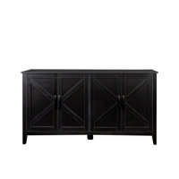 Freestanding Cabinet with 4 Doors & 4 Open Shelves – Sideboard Storage Cabinet for Entryway, Living Room, Office & Bedroom