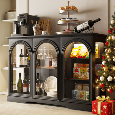 47" Wide Glass Door Sideboard With Led by Wrought Studio