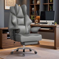300LBS Massage Executive Chair, 2-Point Massage Office Chair with Foot Rest and  Lumbar Support High Back PU Leather Computer Desk Chair, Boss Chair F by Latitude Run