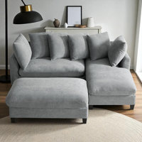L-Shaped Upholstered Sectional Sofa With Movable Ottoman by Ebern Designs