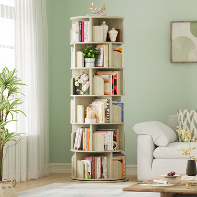 360° Rotating Bookshelf, 6 Tiers Corner Shelf, Rotating Bookcase For Bedroom, Living Room