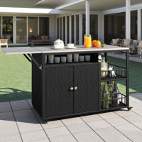 63.5" Outdoor Kitchen Island, Kitchen Storage Cart With Stainless Steel Tabletop, Waterproof Patio Serving Station For Garden, Deck, Backyard – Durabl