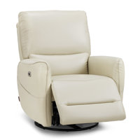 Swivel Glider Power Recliner Nursery Chair with Lumbar Support Pillow, Faux Leather