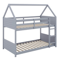 Twin Over Twin House-Design Floor Bunk Bed Complete With Head And Foot Panels by Ophelia & Co.