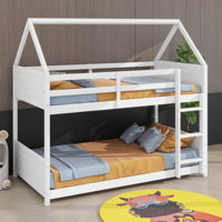 Twin Over Twin House-Design Floor Bunk Bed Complete With Head And Foot Panels by Ophelia & Co.