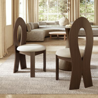 Modern Vintage Solid Wood Dining Chair With Fish-Shaped Backrest, Comfortable Cusion (Set Of 2) by Corrigan Studio