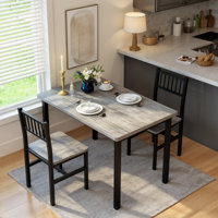 3 Piece Dining Table Set For 2, Small Industrial Kitchen Table With 2 Chairs, Wood Breakfast Nook Table And Chairs Set Of 2, Dinner Table Set For Smal