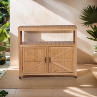 Wooden Patio Bar Table Set with Storage, Buffet Cabinet Sideboard for Outdoor and Indoor by Ophelia & Co.