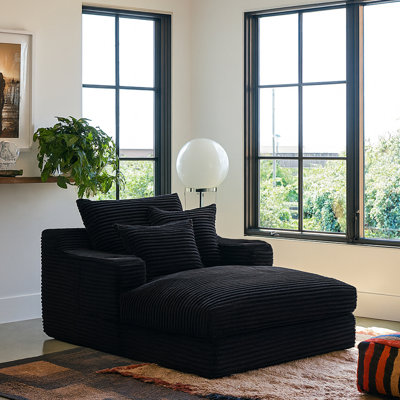 Oversized Chaise Lounge Chair With Cup Holders – Cushioned Compression Sofa by Mercer41