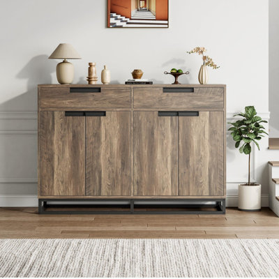 55" Sideboard Buffet Cabinet, Large Kitchen Accent Modern Storage Cabinet with 2 Drawers and 4 Doors, Coffee Bar Buffet Table for Kitchen, Dining Room by 17 Stories
