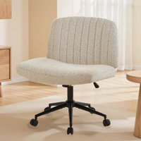 Armless Criss Cross Chair, Preminum Fabric Swivel Vanity Chair ,Modern Adjustable Office chair by Ebern Designs