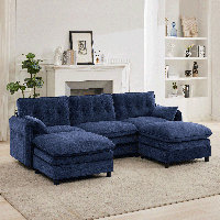 Chenille Fabric U-Shaped Modular Sofa 3-Person Sofa Whit Ottoman by Ebern Designs