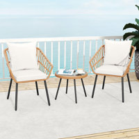 3 Piece Patio Bistro Set W/heavy Duty Metal Frame For Balcony Garden & Poolside