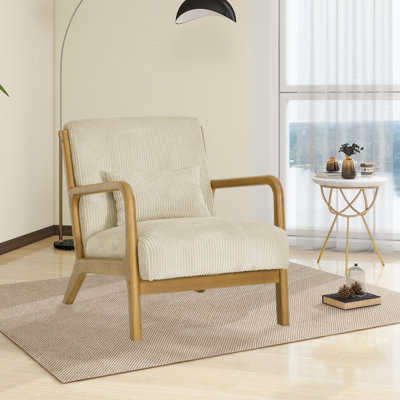 Accent Chair, Mid-century Modern Armchair With Solid Wood Frame,armchair With An Extra Pillow For Living Room, Bedroom by George Oliver