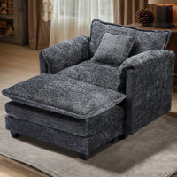 Corporation Plush Single Sofa Accent Chair With Ottoman For Living Room/Bedroom, Modern Couch For Cozy Lounge Chair For Reading by Ebern Designs
