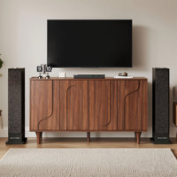 63" Sideboard Buffet Cabinet With Storage, Arched Cabinet With Adjustable Shelves, Credenzas For Living Room,entryway,kitchen by Ebern Designs