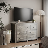 7-Drawer Dresser Double Dresser , Wide Wood Chest of Dressers for Bedroom by Ebern Designs