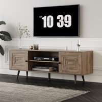 Modern TV Stand with Storage Cabinet, Wood Fashionable TV Cabinet with Waveform Panel, Entertainment Center TV Stand for TV, Living Room by 17 Stories