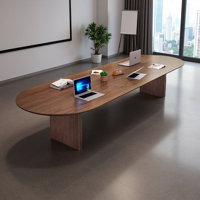 Nut-Brown Solid Pine Wood Oval Conference Table by Latitude Run