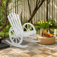23.5-Inch Adirondack Wagon-Inspired Solid Wood Outdoor Rocking Chair by Ophelia & Co.