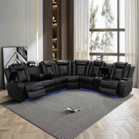210”breathing Leather Power Reclining Theater Sectional,led Lighting (set Of 3) by Ivy Bronx