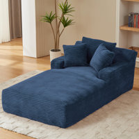 49.2" Corduroy Upholstered Indoor Chaise Lounge Oversized Modern Sofa Couch With 2 Pillows - No Assembly Required by Latitude Run