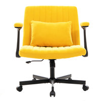 Velvet Criss Cross Armrest Office Chair with Wheels - Comfortable for Home Office, Reading & Vanity