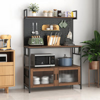 Kitchen Bakers Rack with Door, Microwave Oven Stand