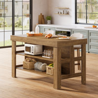 Kitchen Island With Storage Shelves For Kitchen Dining Room by Gracie Oaks