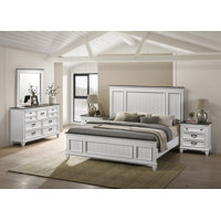 Clelane Wood Bedroom Set with Shiplap Panel Bed, Dresser, Mirror, and Two Nightstands by Canora Grey