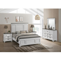 Clelane Wood Bedroom Set with Shiplap Panel Bed, Dresser, Mirror, and Two Nightstands by Canora Grey