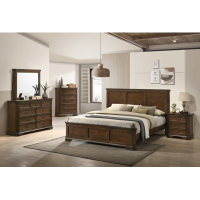 Maderne Traditional Wood Panel 5 pieces Bed set with Dresser, Mirror, Nightstand and Chest by Canora Grey