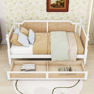 Wooden Daybed with Two Drawers and Slats