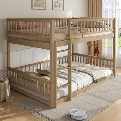 Queen over Queen Bunk Bed with Ladder and Guardrails by Harriet Bee