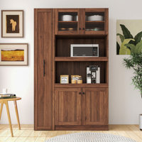 Kitchen pantry cabinet with multi-functional pull-out multi-tier storage shelf,Farmhouse Storage Cabinet with 4 Doors,Pantry Organizers for Kitchen,Di by Millwood Pines