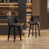 Swivel Upholstered Solid Wood Counter Stool by Lark Manor