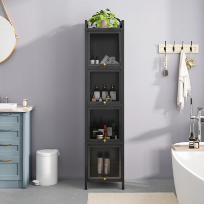 4-tier Glass Door Cabinet by Ebern Designs