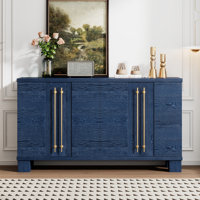 Wood Sideboard Buffet Cabinet with Adjustable Shelves & Gold Handles – Storage Cabinet for Kitchen & Living Room by Latitude Run