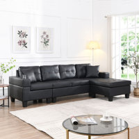 Modern L-Shape Sectional Sofa With Chaise, Cup Holder, And Reversible Chaise For Versatile Living Room Seating by Latitude Run