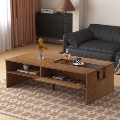 51.1" Rectangular Coffee Table With Led Ambient Lights And Two Dust-proof Storage Compartments by Latitude Run