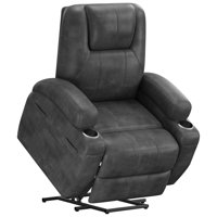 Electric Reclining Chair Sofa With Massage Function, Suitable For The Elderly, 3 Adjustable Positions, 2 Side Pockets And Cup Holders, Tech Fabric Lik