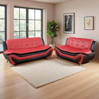 2-Piece Faux Leather Upholstered Living Room Sofa Set by Ivy Bronx