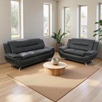 2-Piece Faux Leather Upholstered Living Room Sofa Set by Ivy Bronx
