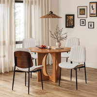 Mid-Century Modern Upholstered Dining Chair With Metal Legs by George Oliver