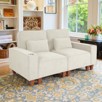 98” Chenille Couches,  Modern Sofa Couch With 2 Cup Holder And Pillows For Living Room/Bedroom/Office/Apartment by Ebern Designs